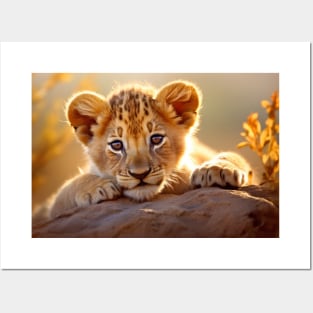 Lion Cub Wild Animal Tranquil Peaceful Posters and Art